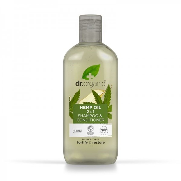 Dr Organic 2 az 1-ben sampon és hajkondicionáló bioaktív kendermagolajjal, 265 ml 