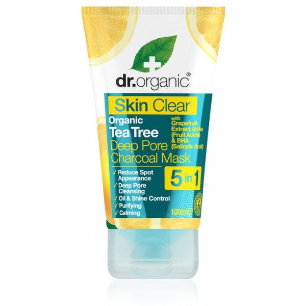 Dr Organic Skin Clear mélytisztító arcmaszk természetes szénnel, 100 ml 